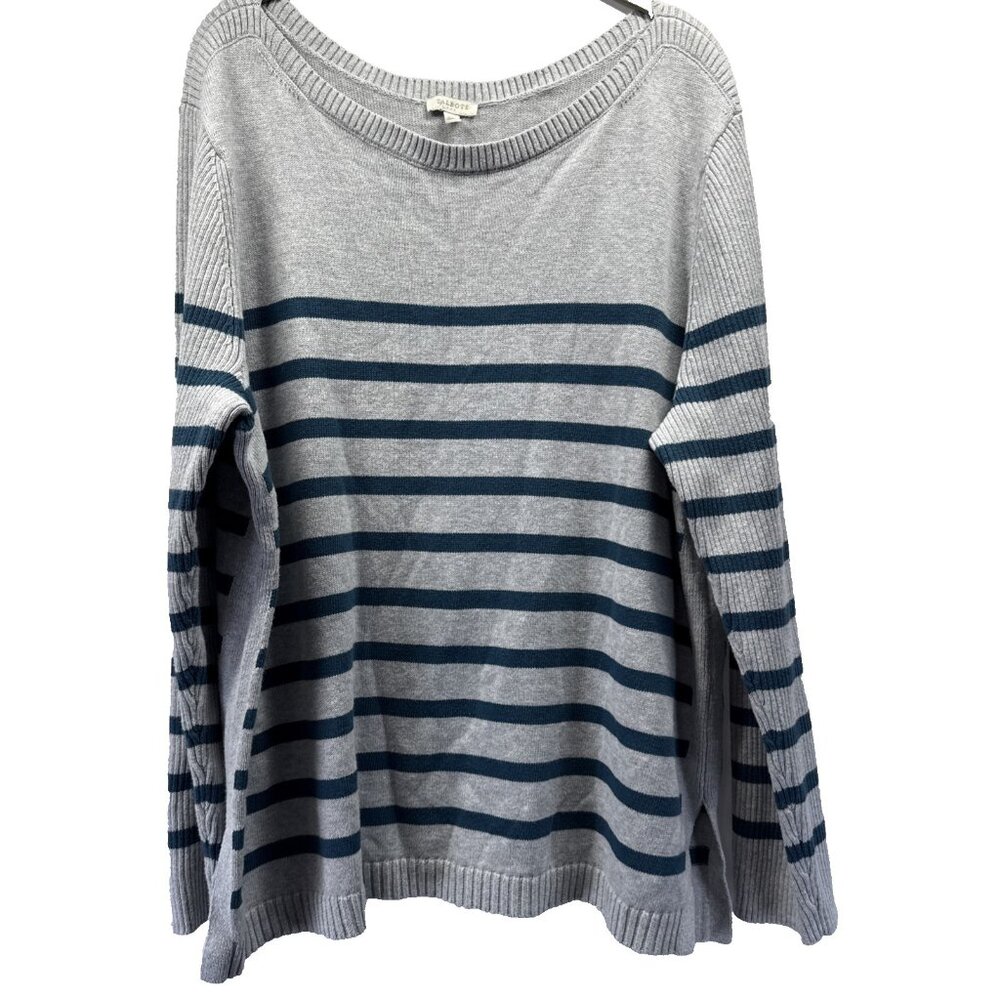 Talbots Women's Sweater Size XL‎ Green Gray Soft 100% Cotton Long Sleeve Slits